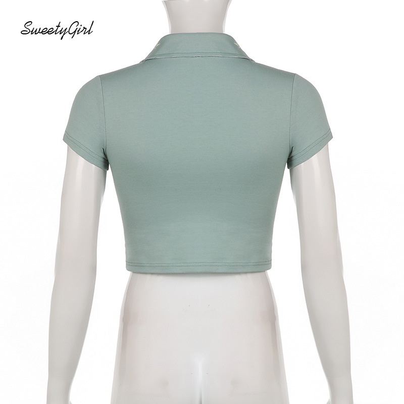 Áo Thun Cổ Bẻ Ngắn Tay Cổ Bẻ In Họa Tiết Chữ Hoạt Hình Thời Trang Cho Nữ 2022