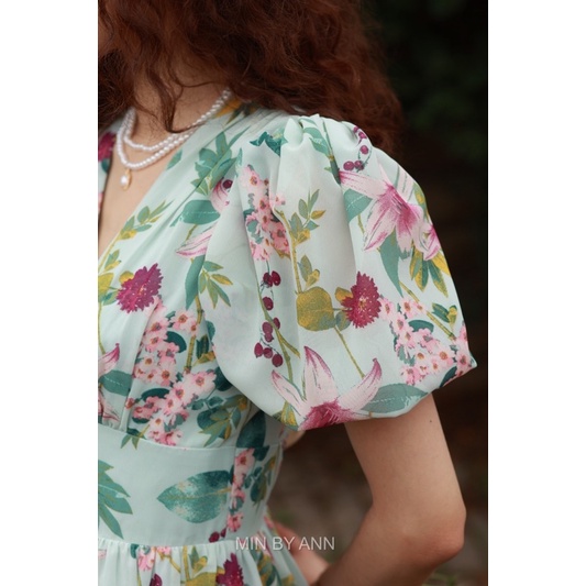 Đầm xuông ôm hoạ tiết hoa nhẹ nhàng chất chiffon Hàn Ciana dress