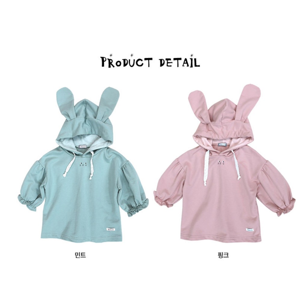 Áo bé gái Hàn Quốc Bebezoo dài Tay _ Thỏ Pink &amp; Mint