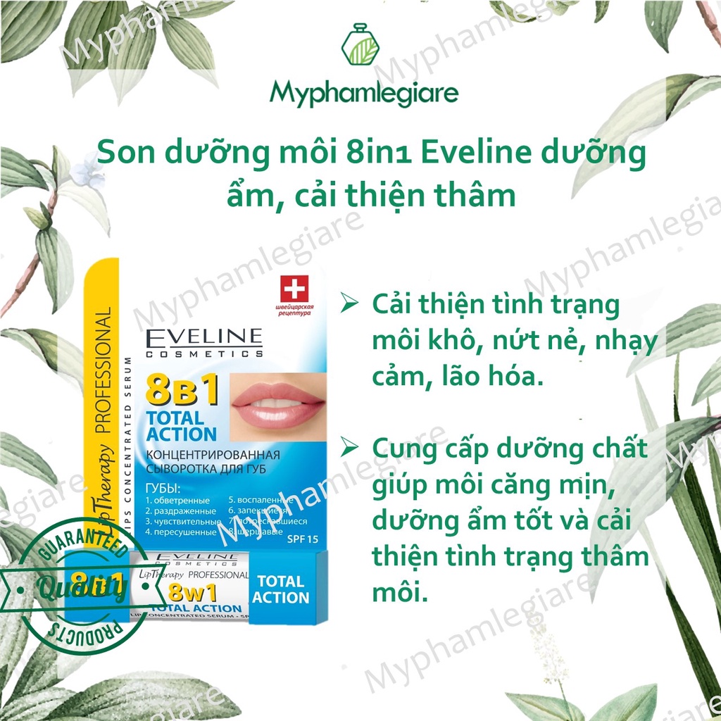 SON DƯỠNG MÔI 8IN1 EVELINE_dưỡng ẩm, cải thiện thâm môi.