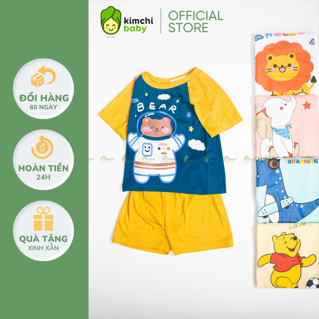 Bộ Cộc Tay Cho Bé Trai, Bé Gái MinkyMom Vải Thun Lạnh Hoạ Tiết Vũ Trụ Voi Hồng, Bộ Quần Áo Trẻ Em Mặc Nhà MKM2224