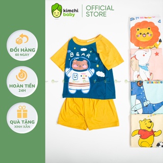 Bộ Cộc Tay Cho Bé Trai, Bé Gái MinkyMom Vải Thun Lạnh Hoạ Tiết Vũ Trụ Voi