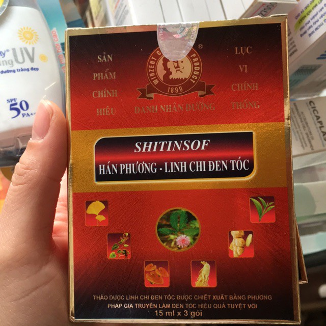Dầu Gội Đen Tóc Thuốc Nhuộm Tóc Shitinsof Hán Phương Linh Chi Danh Nhân Đường (Hộp 3 Gói X 15ML) | BigBuy360 - bigbuy360.vn