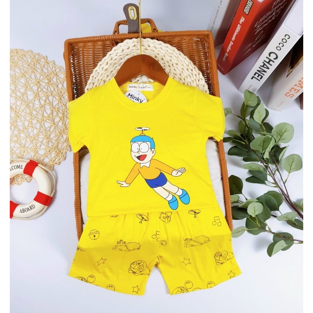 [Bé 19-32kg] XẢ KHO - Bộ ngắn tay thun lạnh Đoremon Minky mom thun lạnh cho bé trai bé gái từ 19-32kg