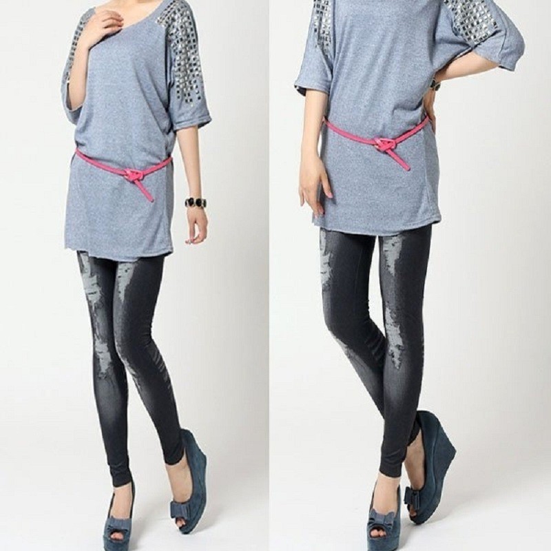Legging giả quần jeans rách
