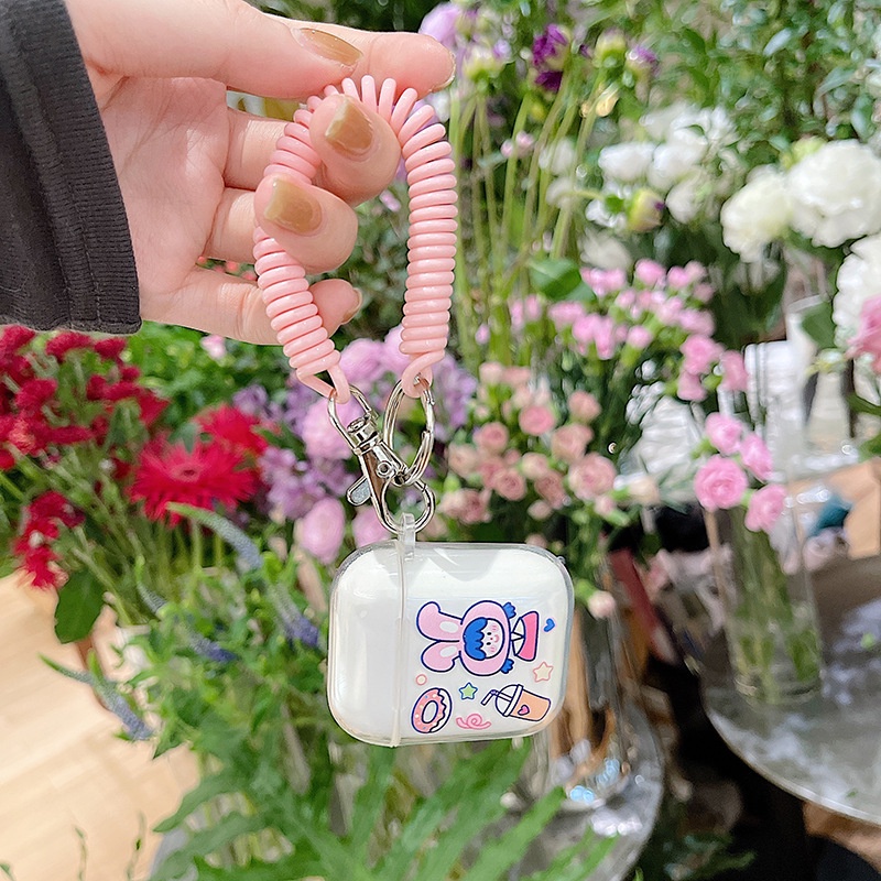 Vỏ Bảo Vệ Hộp Sạc Tai Nghe airpods 1 2 Pro 3rd Generation Pro 1/2 Trong Suốt Chống Sốc Họa Tiết Hoạt Hình Kèm Dây Đeo Kiểu Nhật Hàn