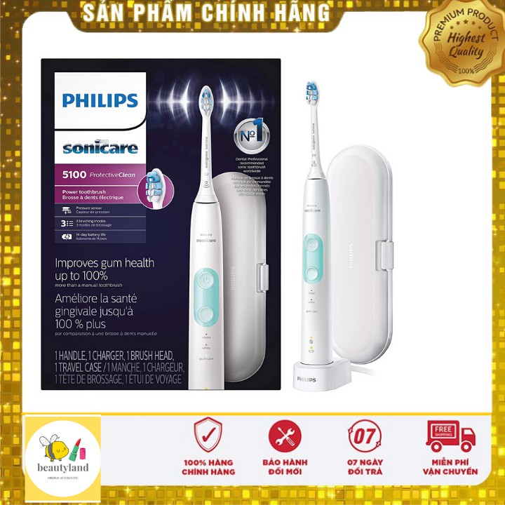 (BẢO HÀNH 1 ĐỔI 1) BÀN CHẢI ĐÁNH RĂNG ĐIỆN PHILIPS SONICARE 5100