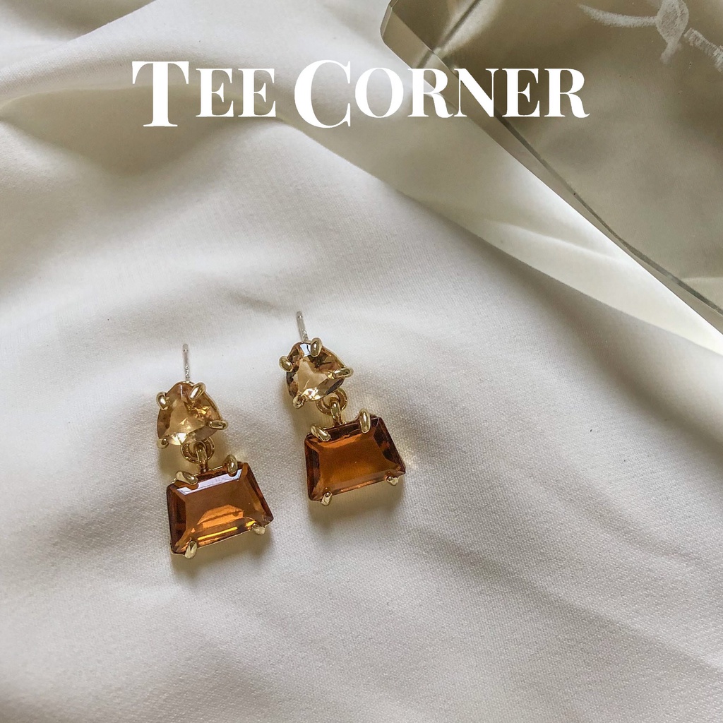 Khuyên Tai Đính Đá Hổ Phách Thời Trang