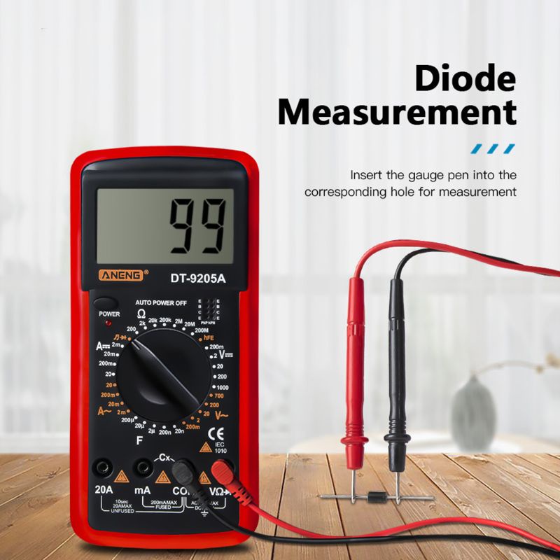 Đồng hồ vạn năng kỹ thuật số Dt9205A Hfe Ac Dc màn hình Lcd thiết kế chuyên dụng