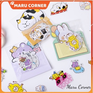 Gói 40 miếng sticker mèo béo, gà con, chó corgi... siêu cute đáng yêu