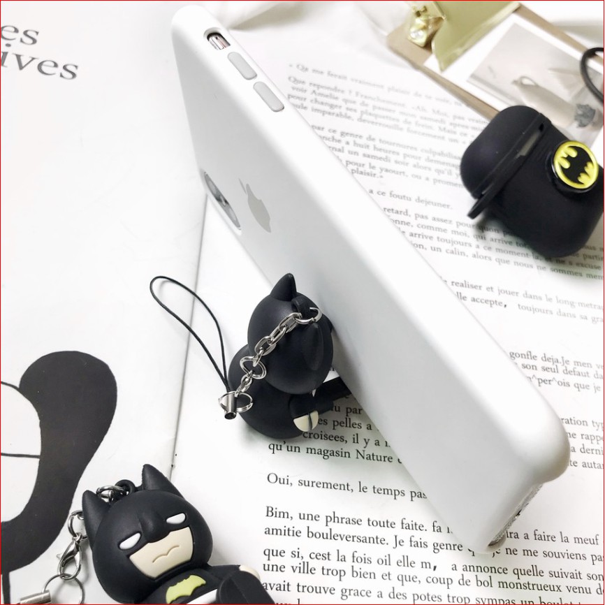 Sale 70% Vỏ silicone bảo vệ hộp đựng tai nghe Airpods 1/2 họa tiết Batman có dây đeo, Black Giá gốc 113,000 đ - 91B89