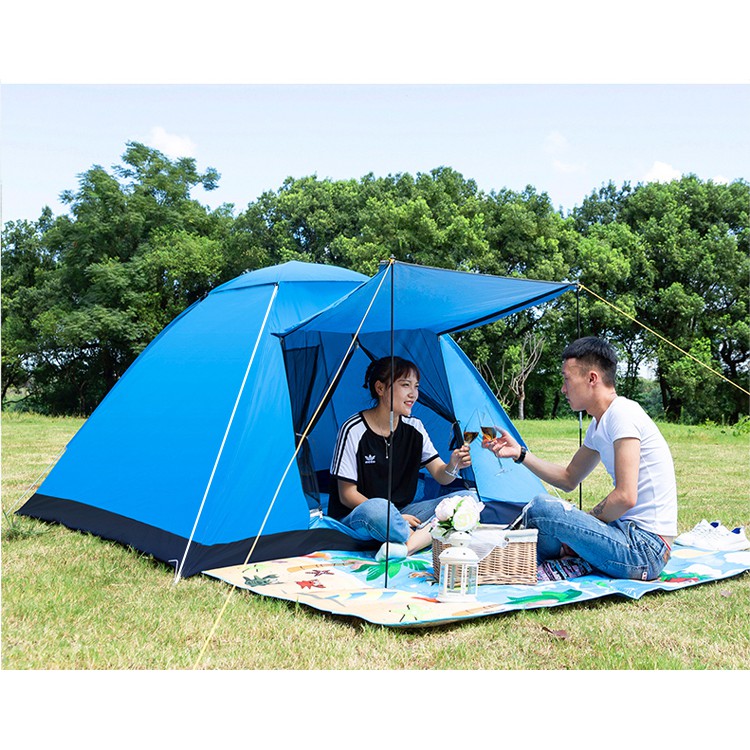 Lều Cắm Trại, Lều Cắm Trại 4 Người Cỡ Lớn Cửa Dạng Mái Hiên, Chống Nước, Chống Gió, Chống Tia Bức Xạ | BigBuy360 - bigbuy360.vn