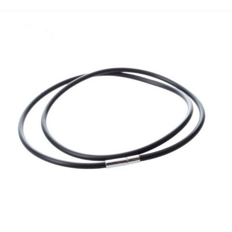 Vòng cổ nam nữ dây sáp, dây cao su khoá inox tròn màu trắng bền đẹp