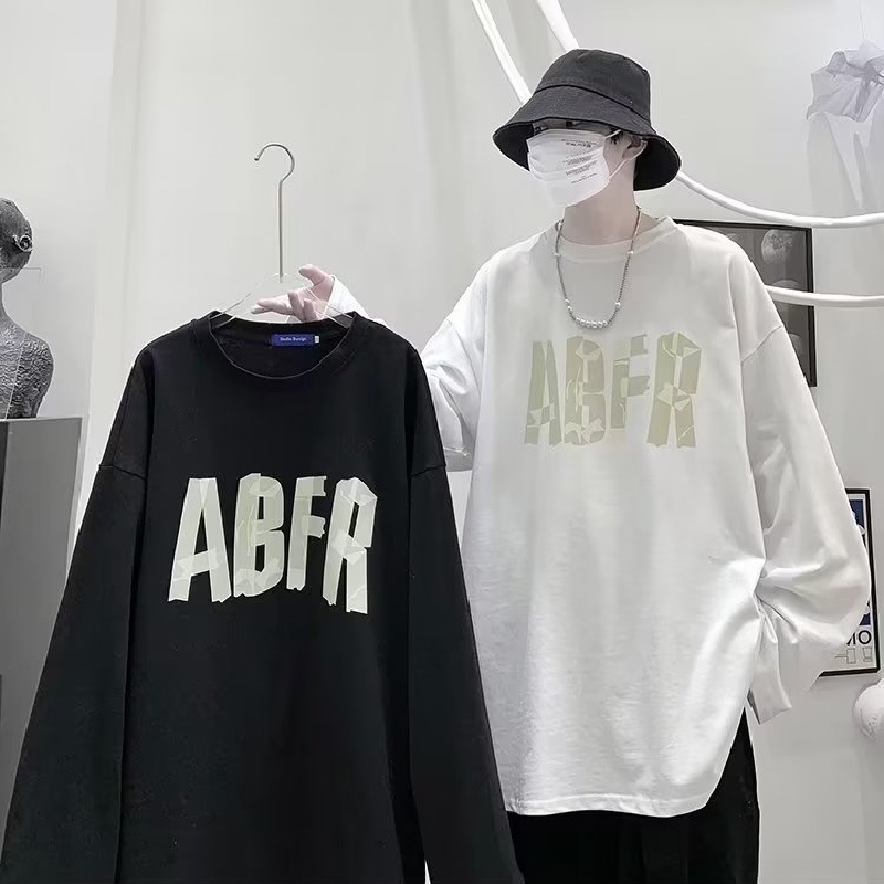 Áo Thun Tay Dài Dáng Rộng In Chữ Phong Cách Hàn Quốc Thời Trang Cho Nam size M-5XL