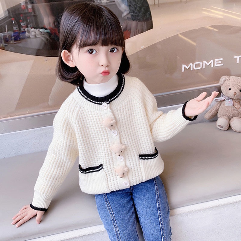 Áo Khoác Len Cardigan Phong Cách Hàn Quốc Thời Trang Mùa Thu Cho Bé Gái