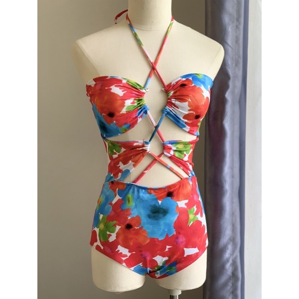 Đồ bơi nữ liền thân bikini 1 mảnh kín đáo hoa nhí chân váy bồng bềnh