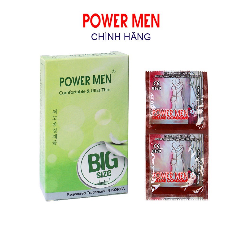 Bao cao su size lớn 55mm Power Men bcs siêu mỏng nhiều gel bôi trơn