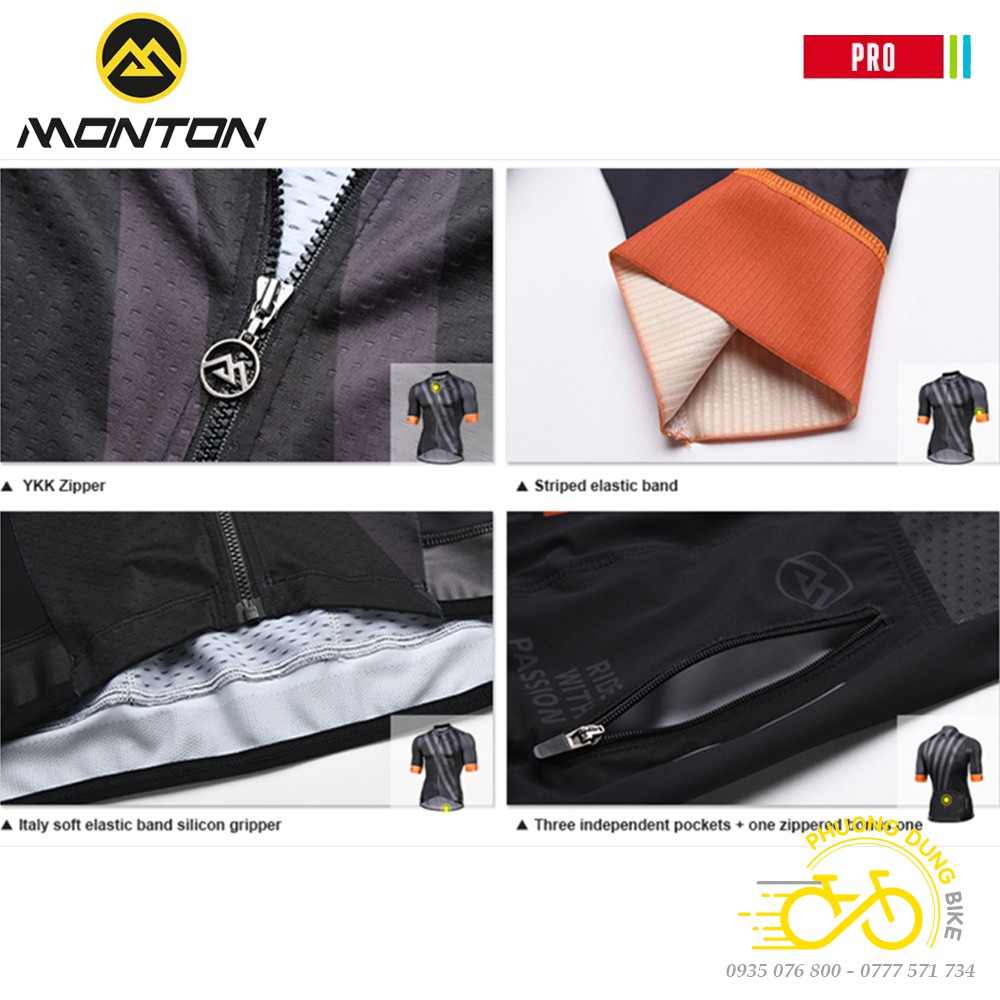 Áo thể thao nam đi xe đạp MONTON PRO SPLIT - Black Grey