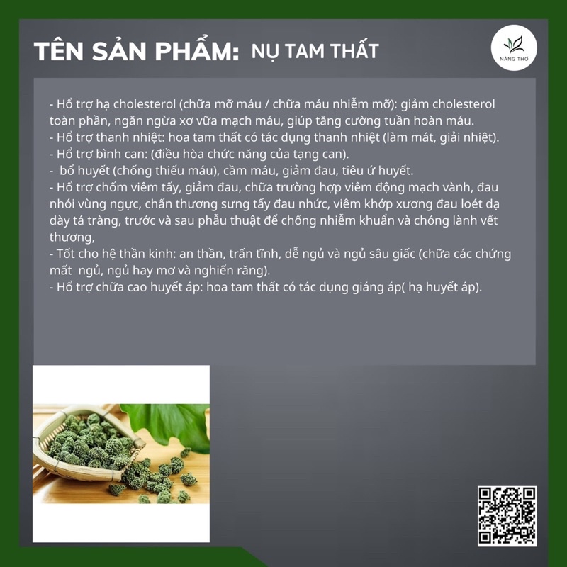 ✅ [Loại 1] 250gr Nụ Tam Thất Bao Tử Sapa Sấy Lạnh Nàng Thơ
