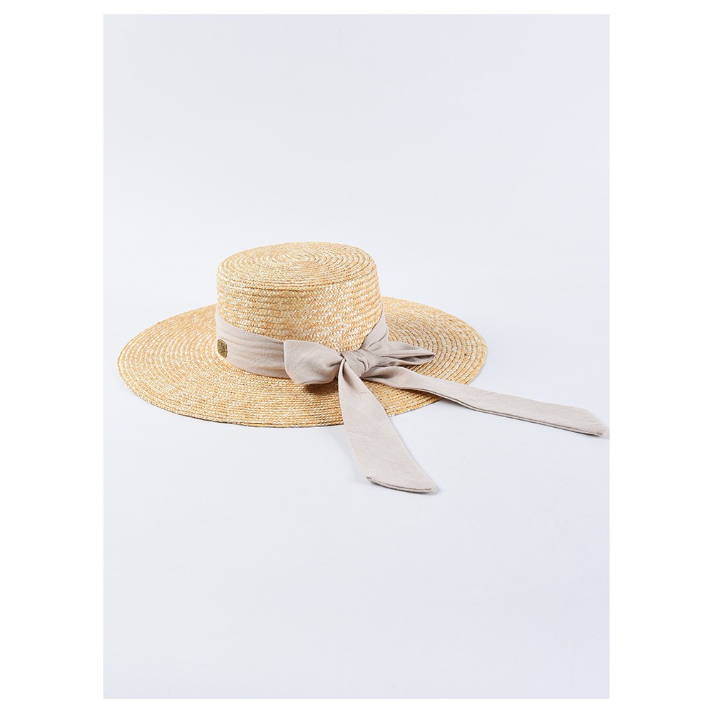 Mũ cói rộng vành thắt nơ be tiểu thư hottrend 2021