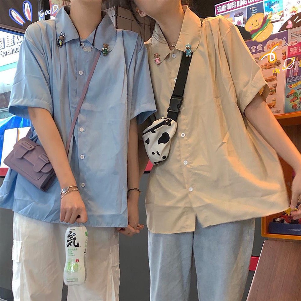 Áo Sơ Mi Tay Ngắn Màu Sắc Thời Trang Cho Nữ