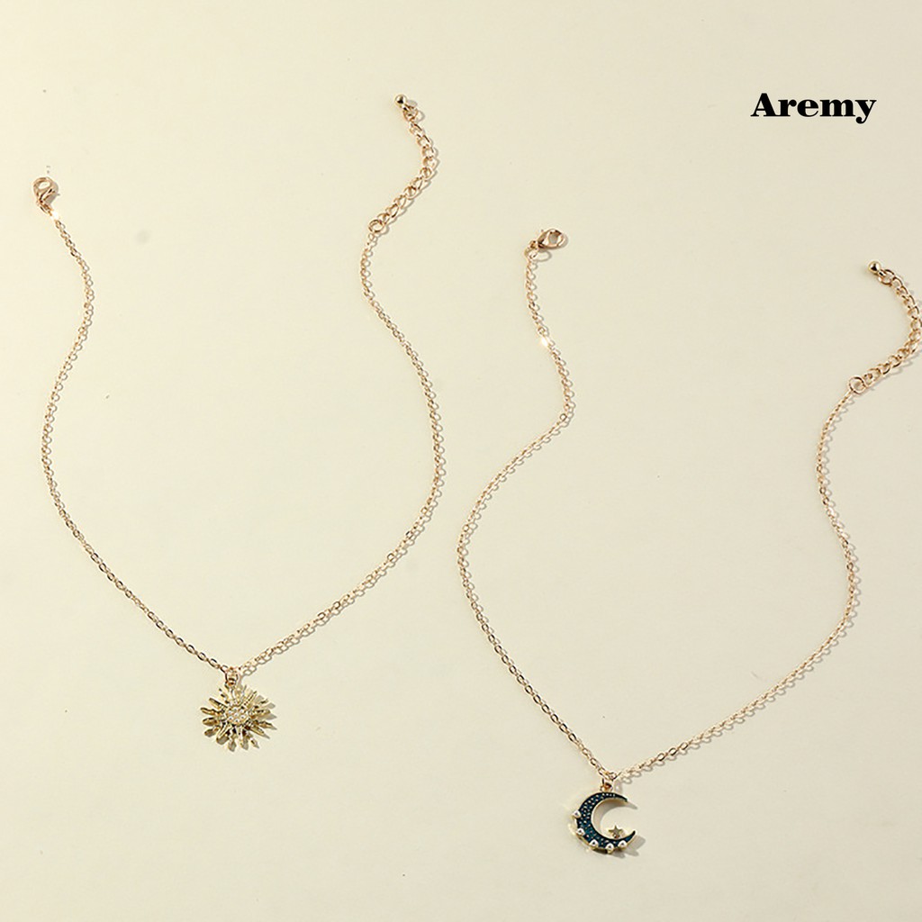 Vòng cổ 2 Lớp Mặt Hình Mặt Trăng Và Mặt Trời Đính Đá