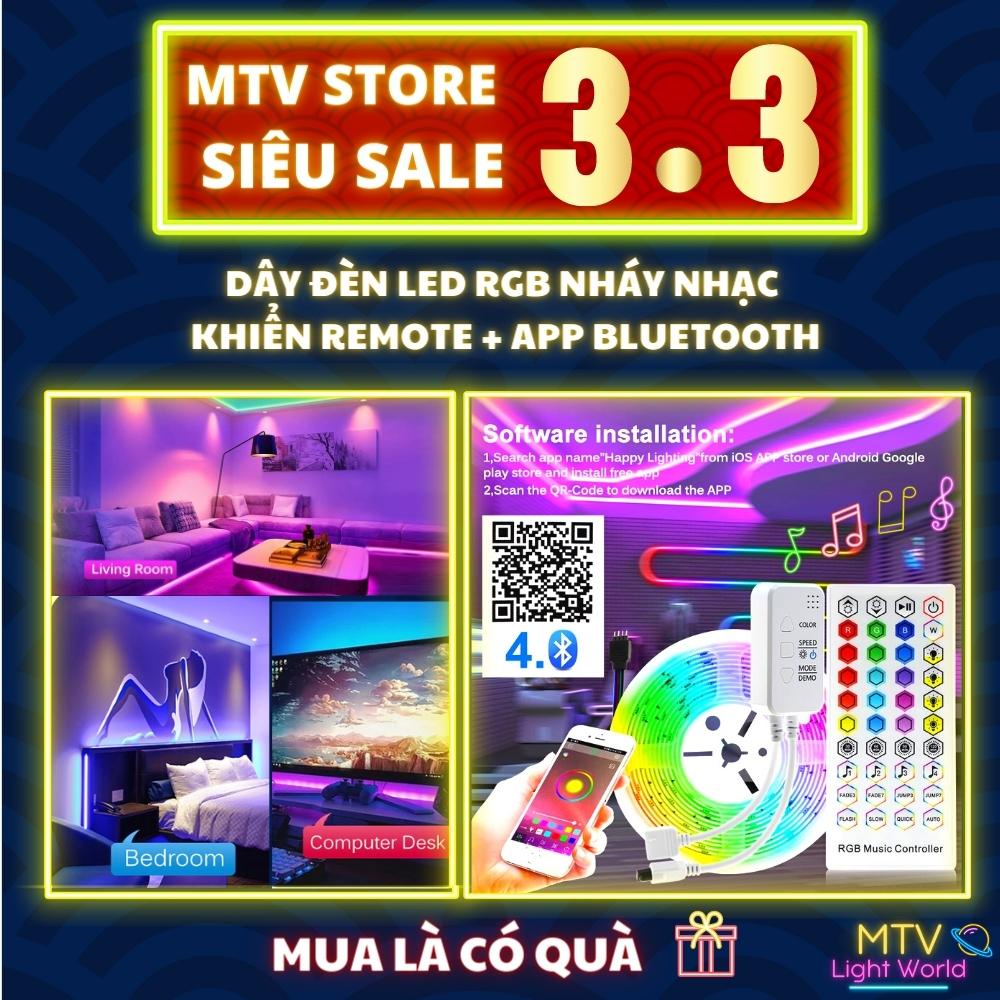 Đèn led trang trí TikTok - Đèn led RGB 5050 nháy nhạc khiển app Bluetooth và remote xịn xò - MTV Sto