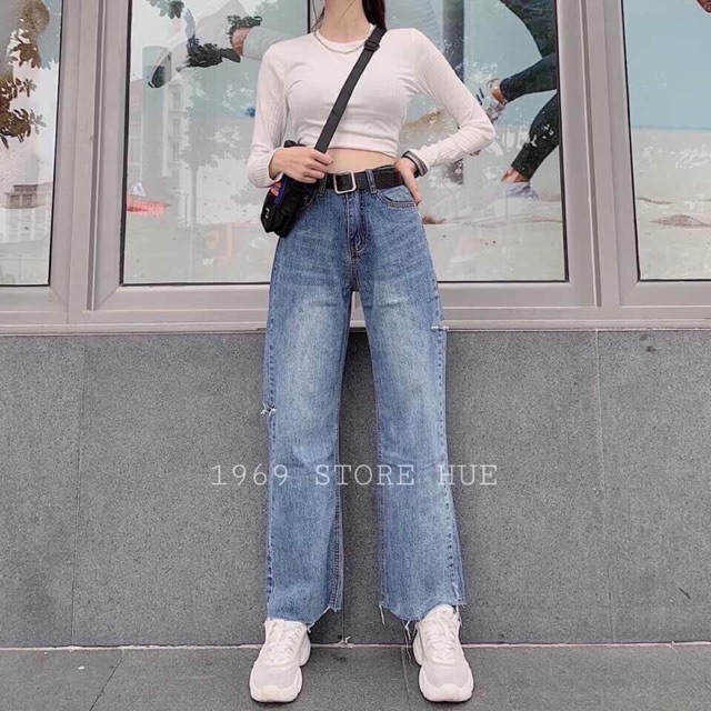 QUẦN BÒ ỐNG SỚ RÁCH 2 SƯỜN