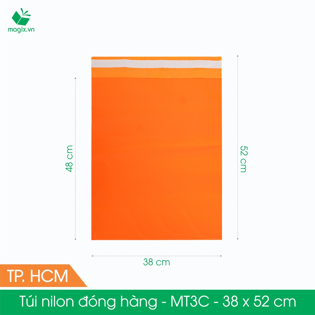 MT3C - 38x52 cm - Túi nilon gói hàng - 100 túi niêm phong đóng hàng màu cam