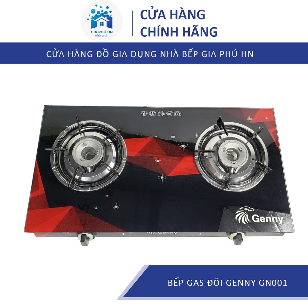 Bếp Gas Đôi Mặt Kính Giá Rẻ GIÁ TỔNG KHO Bếp Gas Đôi Genny GN001- Mặt Kính Cường Lực Chống Vỡ Bảo Hành 12 Tháng