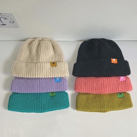 Mũ Len Dệt Kim Màu Sắc Đơn Giản Thời Trang Thu Đông Cho Bé Trai