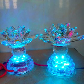[ giá 1 cặp ] đèn thờ cúng hoa sen pha lê 12cm