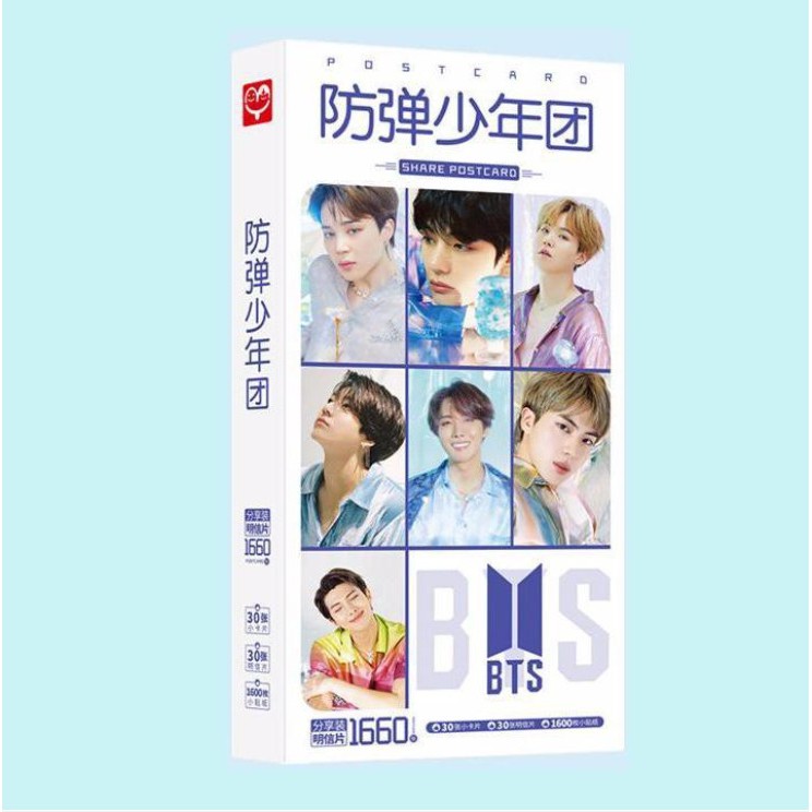 Hộp ảnh Postcard BTS có lomo sticker in hình idol