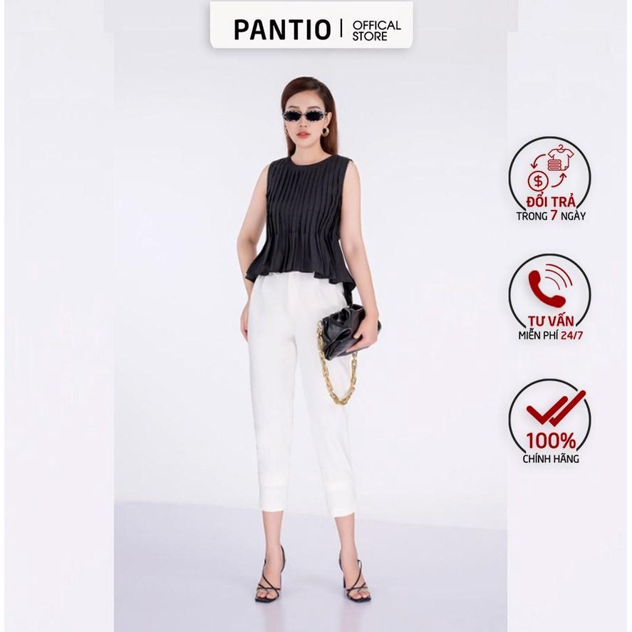 FAS33023 - Áo sơ mi chất liệu thô kate cổ tròn sát nách - PANTIO