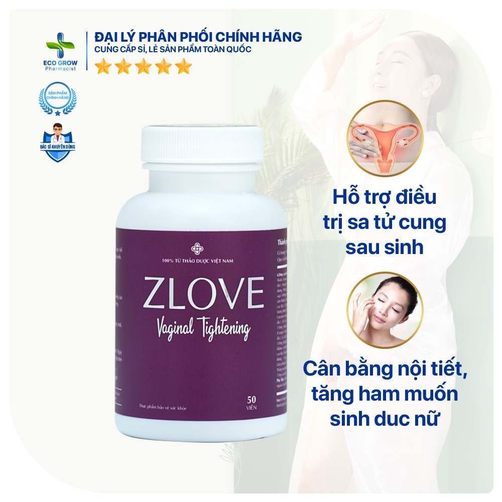 Zlove - se khít, bôi trơn làm hồng vùng kín, tăng cường estrogen, tăng cường sức khỏe ( hộp 50 viên )