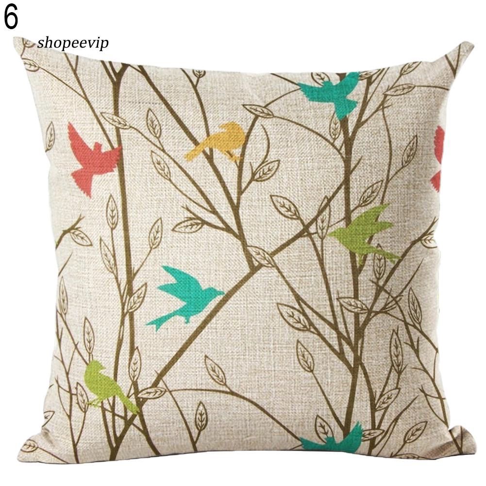 Vỏ gối vuông in hình chim cho ghế sofa