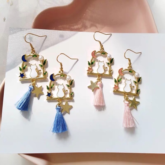 Trang sức Kawaii: BST mèo ngắm trăng