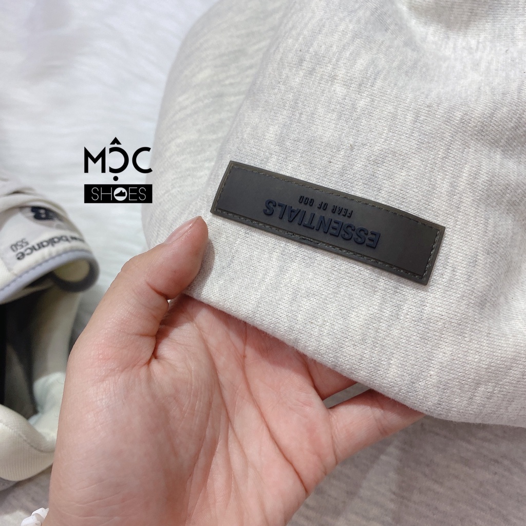 [CHÍNH HÃNG] Áo khoác Hoodie tay dài Fear Of God Essensial màu Oatmeal Xám Trắng SS22