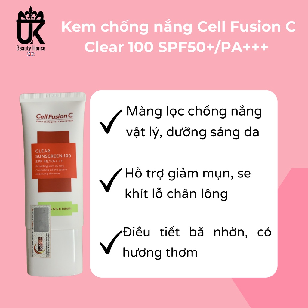 Kem chống nắng Cell Fusion C Laser / Clear Sunscreen 100 SPF50+/PA+++