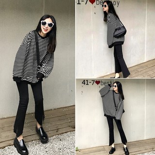 Áo sweater kẻ đen trắng