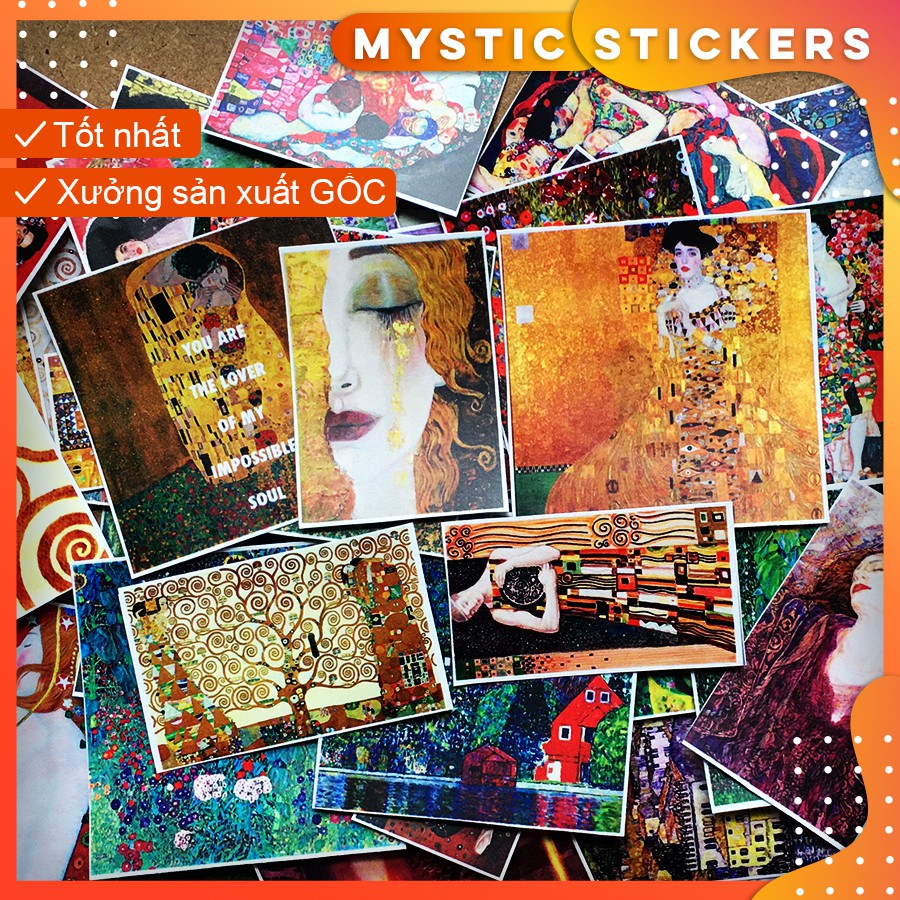 [ART-KLIMT] 49 Sticker chống nước/ trang trí,dán xe laptop mũ bảo hiểm vali...