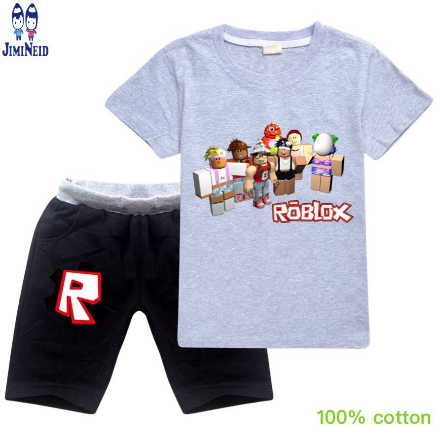 【JD】Summer Hot ROBLOX sale boys fashion suits Short-sleeved cotton T-shirt + shorts 2-piece set