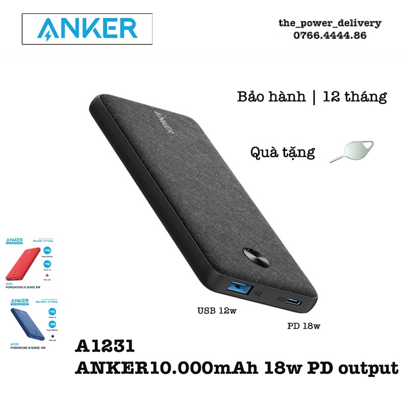 [NEW] Pin sạc dự phòng ANKER PowerCore Slim, Sense 10000mAh PD - A1231 - Hàng Chính Hãng Bảo hành 12 tháng
