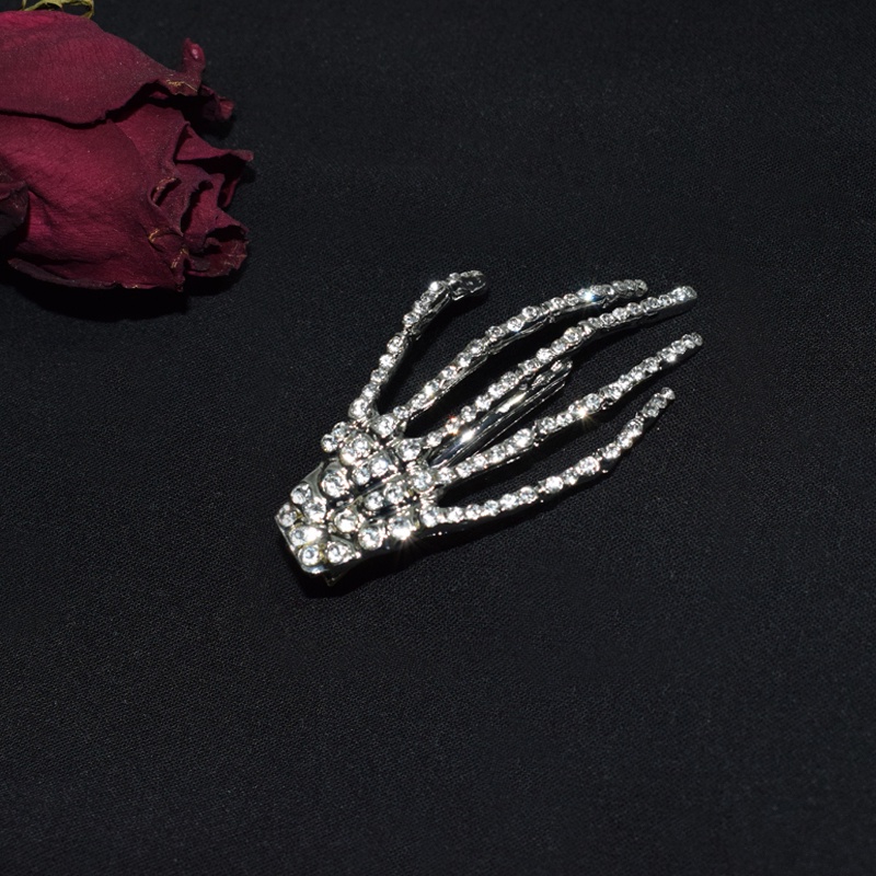Kẹp Tóc Hình Móng Vuốt Đầu Lâu Đính Đá Lấp Lánh Phong Cách Đường Phố Cá Tính Dành Cho Nữ