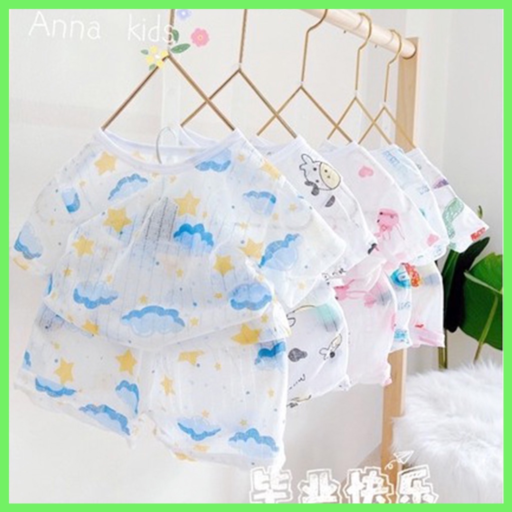 Bộ cotton giấy cộc tay cho bé trai gái sơ sinh từ 3-14kg cài vai hàng đẹp in hình nghộ nghĩnh – BCT14