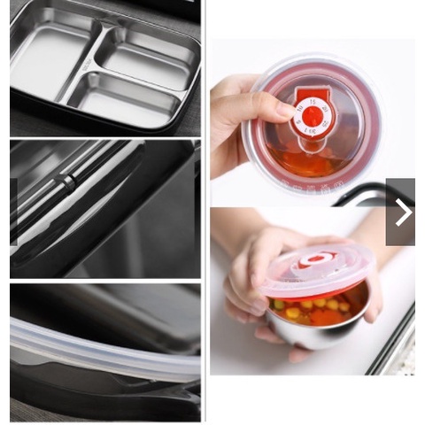 Khay cơm,khay đựng cơm văn phòng 5 ngăn inox cao cấp xịn sò ,tặng kèm muỗng đũa nắp đậy