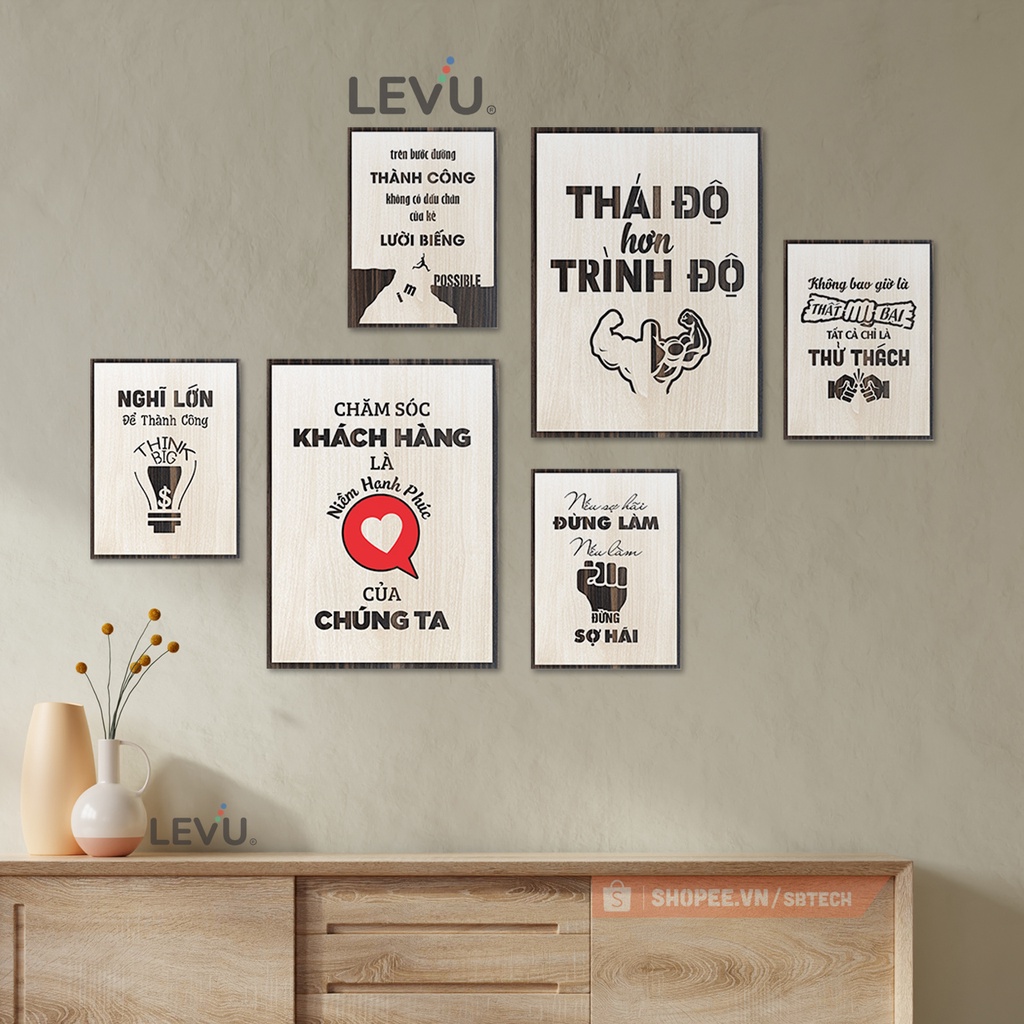 Bộ 6 tấm tranh treo tường gỗ tạo động lực SB6D