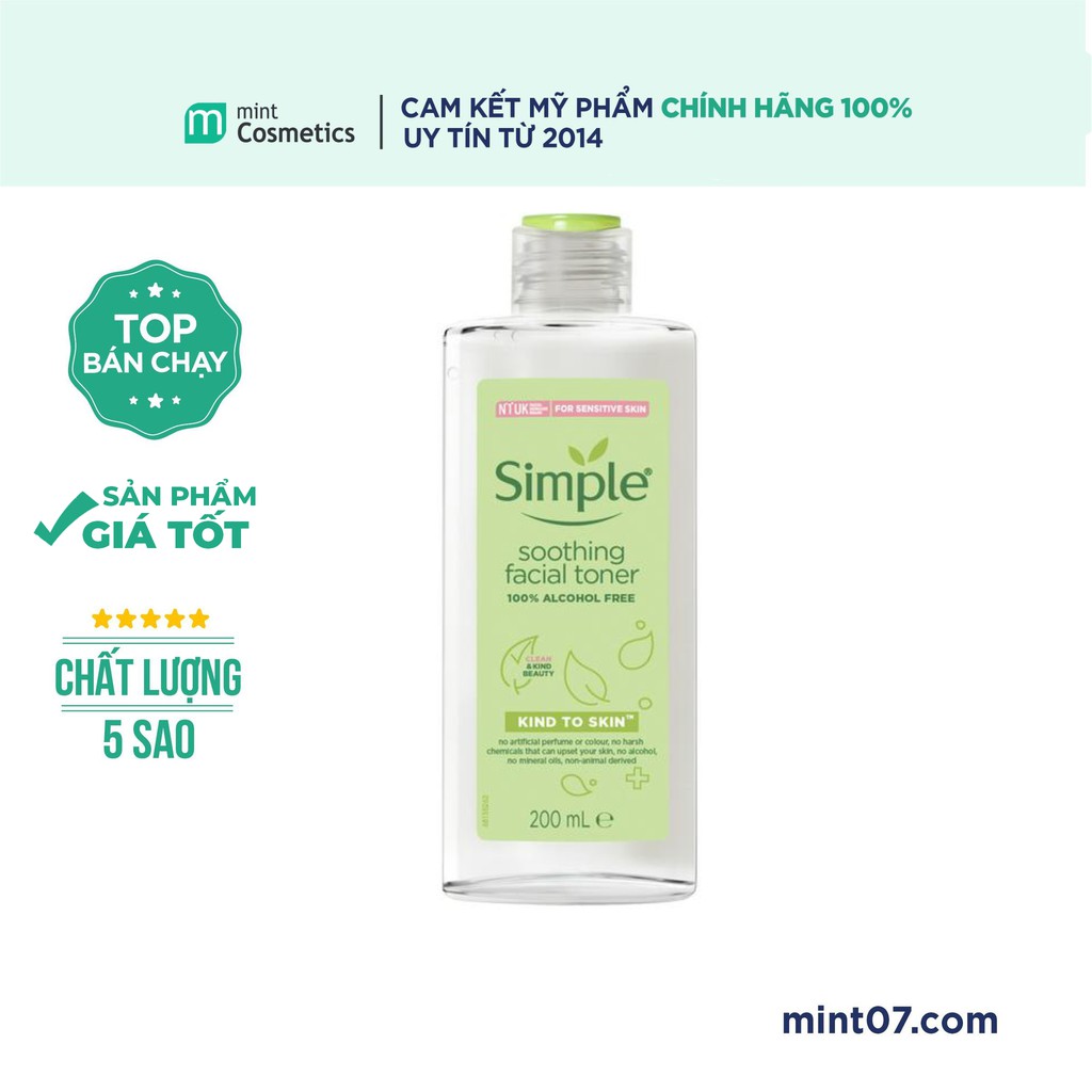 Nước hoa hồng Simple Kind To Skin Soothing Facial Toner