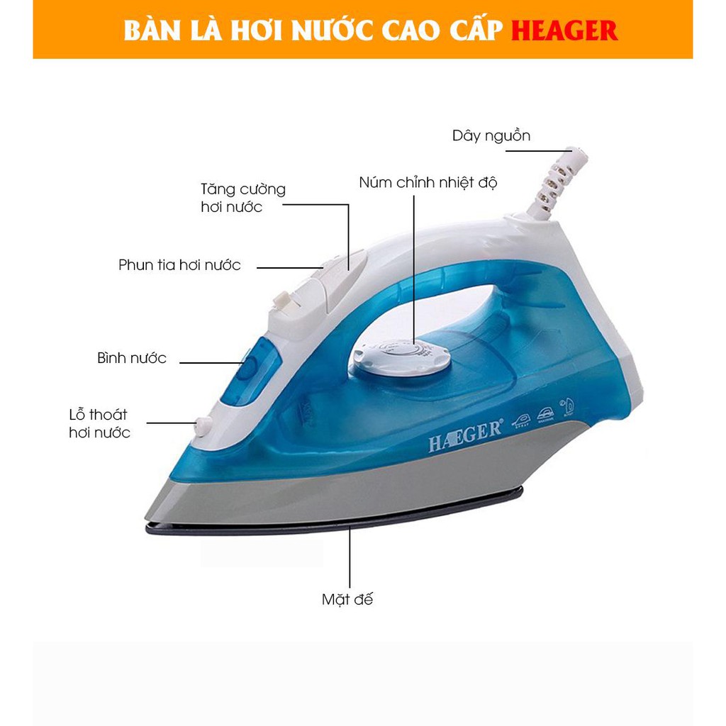 Bàn là hơi nước cầm tay có dây cao cấp Jiashi HG-1229 1200w phun hơi, sương thích hợp nhiều loại vải khác nhau BLH02