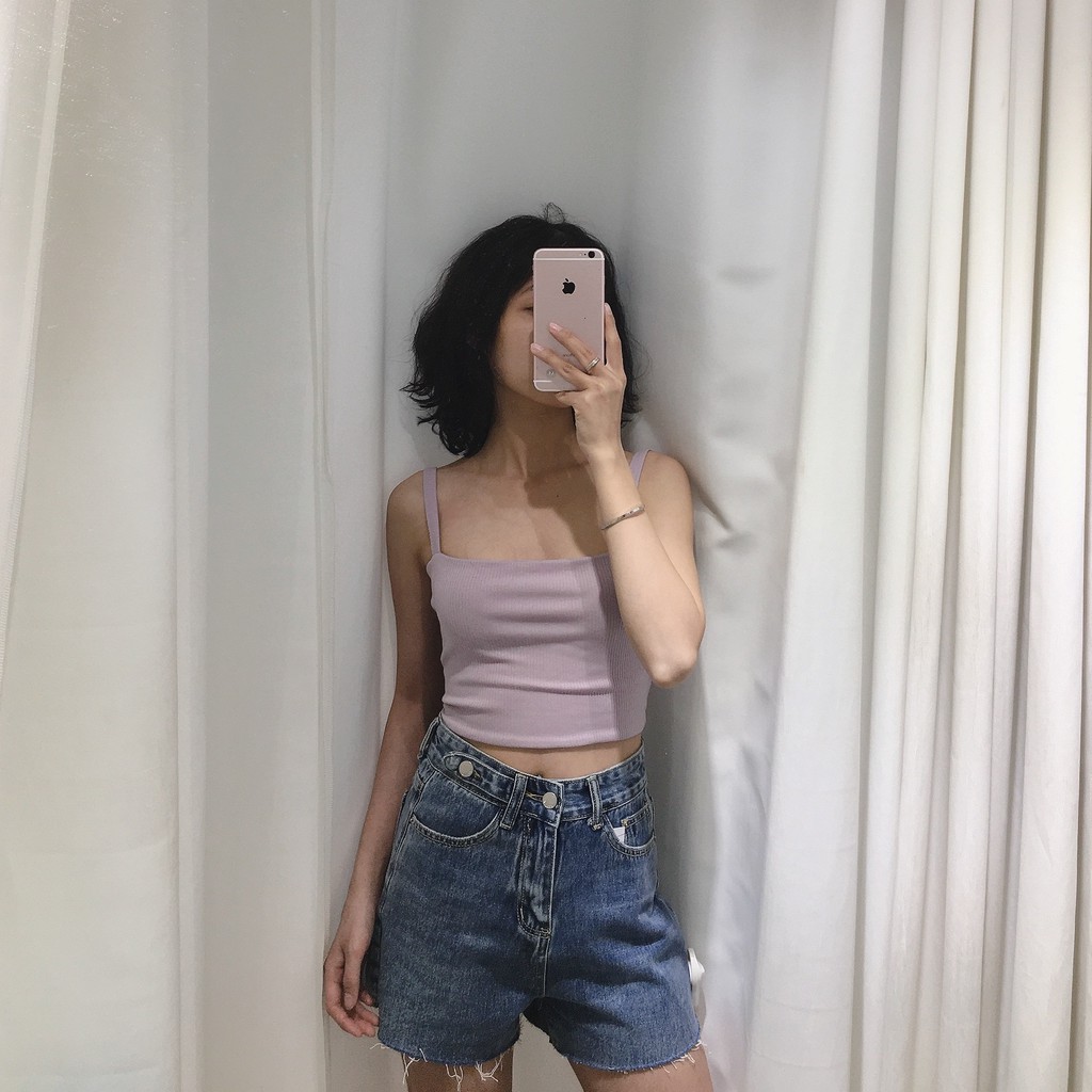 Áo thun 2 dây croptop vải cotton co giãn 4 chiều - ATTK021 | BigBuy360 - bigbuy360.vn